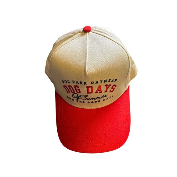 Dog Park Daywear Other - Dog Park Daywear Dog Days of Summer Trucker Hat Snapback Cream Red Embroidered